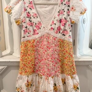 Altar’d State Floral Eyelet Patchwork Dress